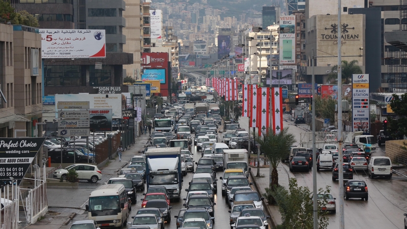 A daily traffic jam on the Baouchriyeh Highway near Beirut, in an undated photo. (Hussein Baydoun/The Public Source)
