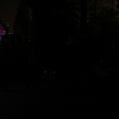 Beirut in darkness; glow-in-the-dark balloons. Beirut, Lebanon. August 28, 2020. (Marwan Tahtah/The Public Source)