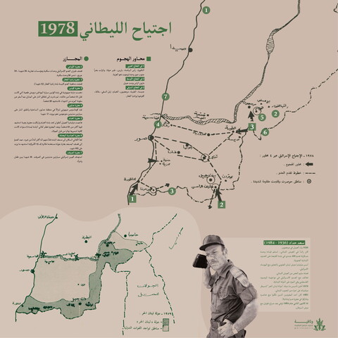 خريطة لاجتياح الليطاني ١٩٧٨ والشريط الحدودي المحتل. (وثاقية)
