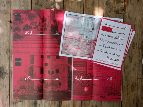 A guide for discussion between different groups, prepared by Public Works, titled “How to protect the residents of the areas affected by the Beirut port explosion, and to support the neighborhoods’ rehabilitation.” (Courtesy of Public Works Studio)