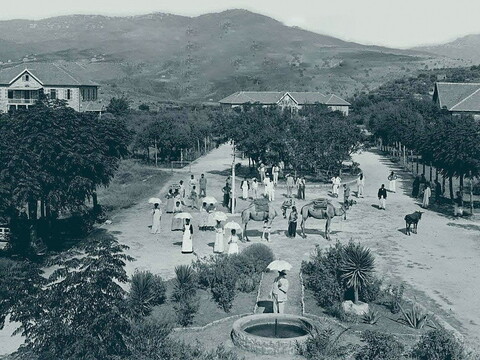 Panoramic view of Asfuriyyeh hospital in Hazmieh, ca. 1907. Lebanon