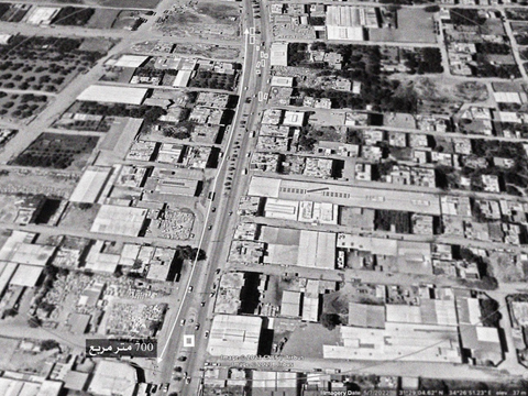 A screenshot of a satellite image from Google Earth Pro of “the subject of investigation” Salah al-Din Street, which was impacted by several attacks that hit a convoy of displaced people.