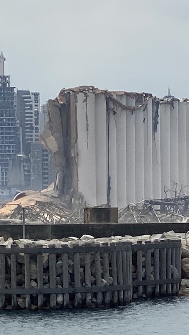 Beirut's grain silos were at the epicenter of the August 4 explosion at the port and had a capacity of 120,000 tons of grain. Beirut, Lebanon. August 6, 2020. (Zein Jaafar/The Public Source)