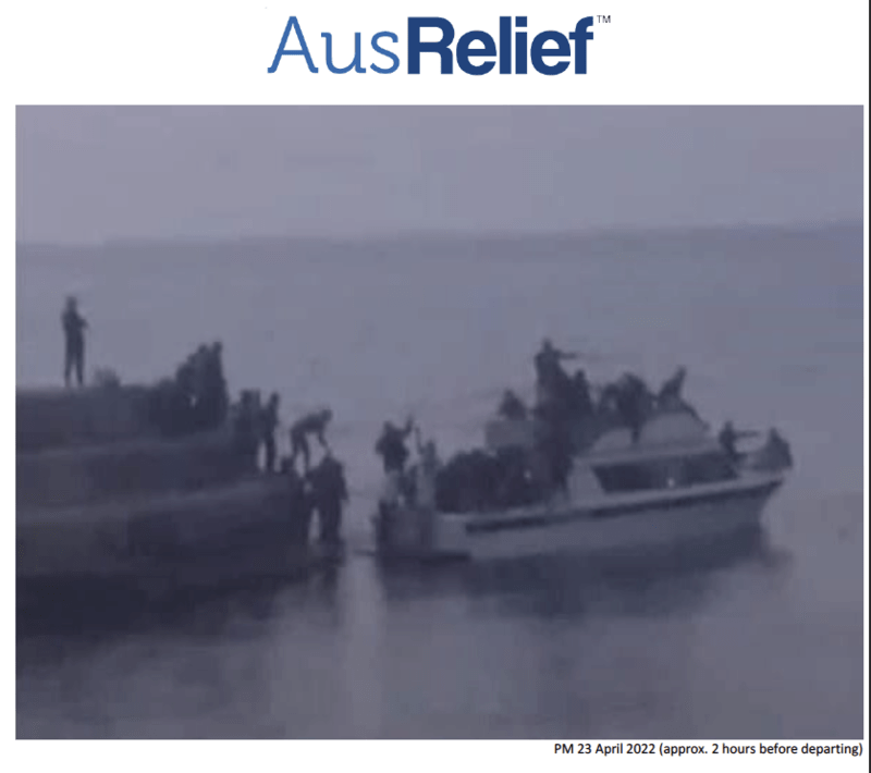 The report by AusRelief Sons of Lebanon Submarine Mission shows images of the migrant boat taken two hours before its departure. 