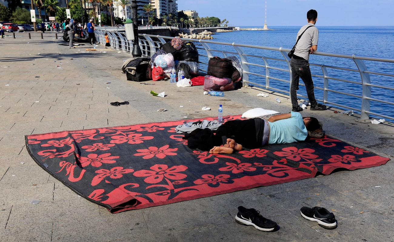 Displaced people are abandoned on the street in Beirut