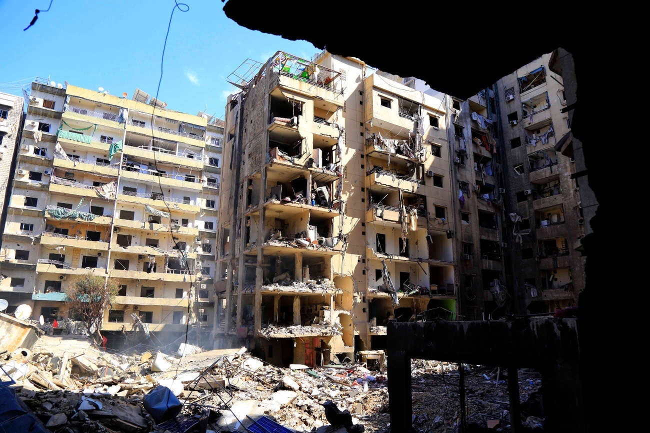 Damaged buildings in Dahieh