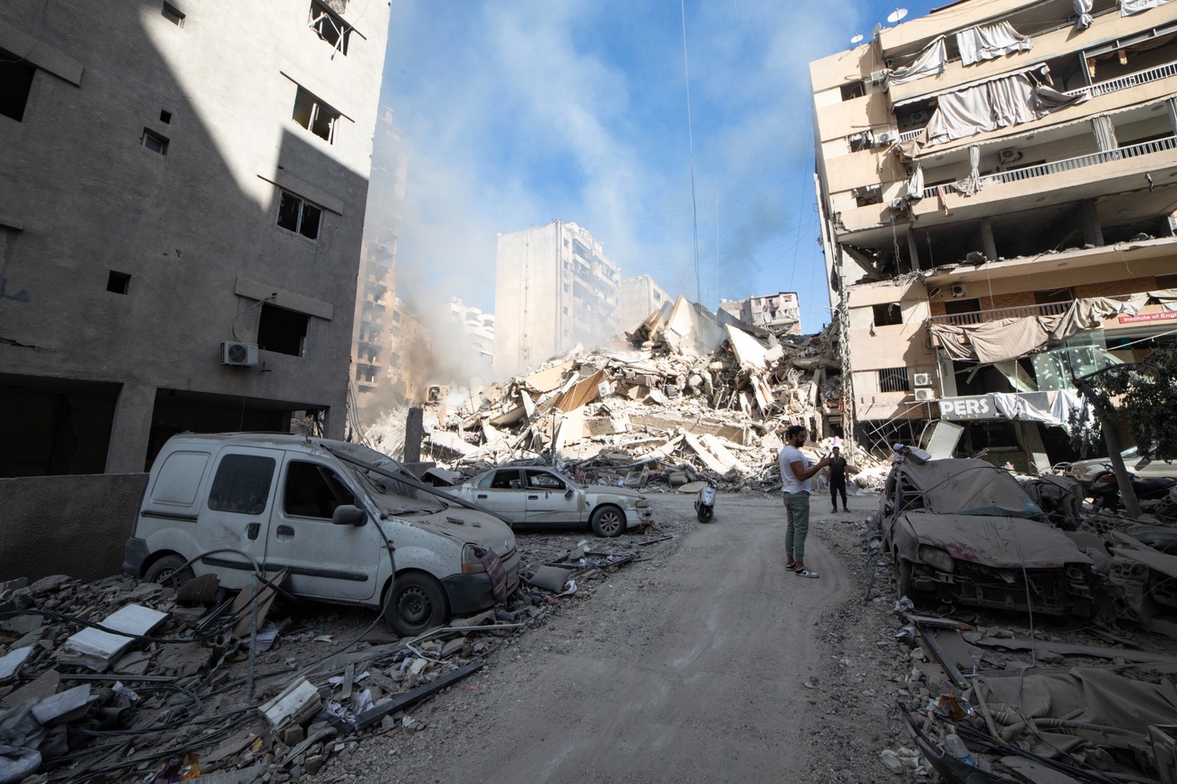 Damaged buildings in Dahieh