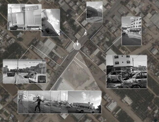 A satellite image of the attack site matched with video footage posted online.