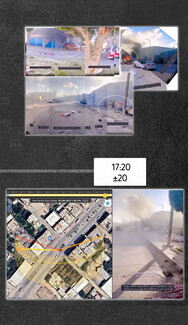 Finally, a video published by Soylu on X appears to have been taken some time after the attack on the ambulance crew: it shows the group of burning cars and also shows the car next to the ambulance burning, but the amount of smoke has decreased, the car’s colour has changed, and all of its tires are burnt. A person’s body can be seen lying in the middle of the road, possibly hit by shrapnel from the explosion of the projectile that fell next to the ambulance. By analyzing the shadow of one of the shots in t