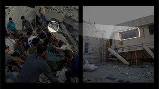 Images of the attacked church compound buildings.