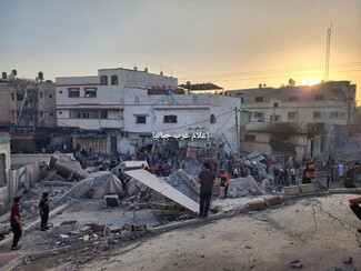 A Facebook photo of the first moments after the attack on the Al Omari mosque.