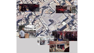 A Google Maps satellite image for the location of Osama bin Zaid School, shots from an Al Jazeera live video and another video by New Press from after the attack, and old photographs published on the Facebook page of the school