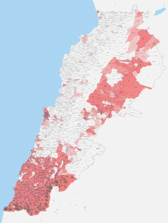 Map of Israeli aggression against Lebanon
