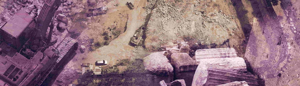 Composite of images taken at archeological sites-turned-constructions sites around Beirut